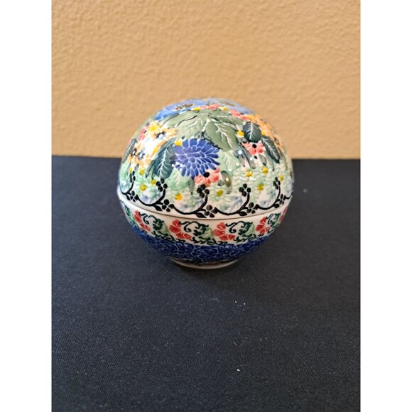 Polish Pottery Floral Egg Trinket Box Boleslawiec Hand Painted 1 QTY 5 - Picture 4 of 8